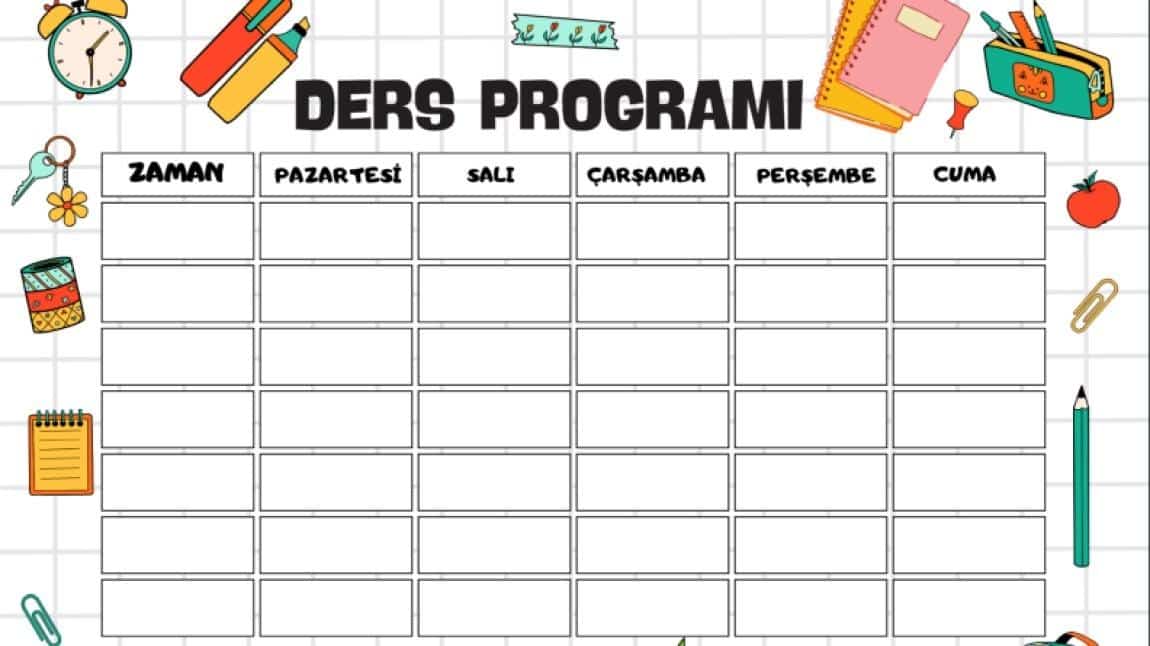 2025-2026 Eğitim Öğretim Dönemi 1. Dönem Tüm Sınıflar Ders Programları